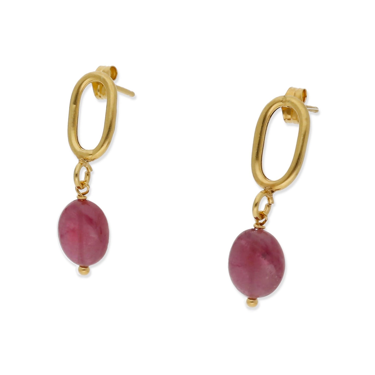 Pendientes Iris Plata 925 con Baño de Oro 18k y Rubí