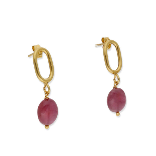 Pendientes Iris Plata 925 con Baño de Oro 18k y Rubí