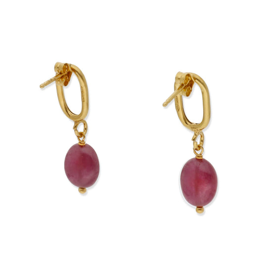 Pendientes Iris Plata 925 con Baño de Oro 18k y Rubí