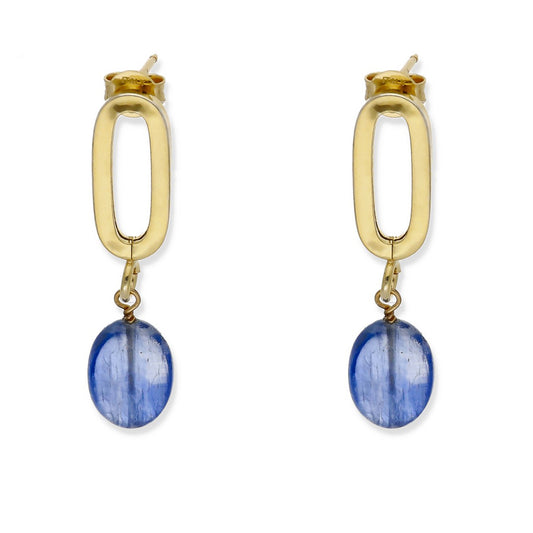 Pendientes Iris Plata 925 con Baño de Oro 18k y Zafiro