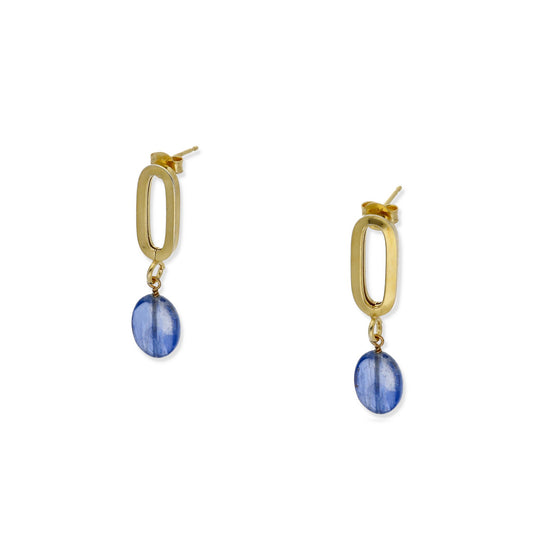 Pendientes Iris Plata 925 con Baño de Oro 18k y Zafiro