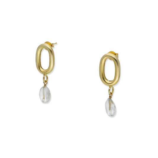 Pendientes Urus Plata 925 con Baño de Oro 18K y Topacio Blanco