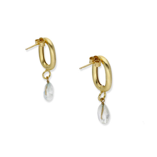 Pendientes Urus Plata 925 con Baño de Oro 18K y Topacio Blanco