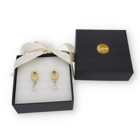Pendientes Urus Plata 925 con Baño de Oro 18K y Topacio Blanco