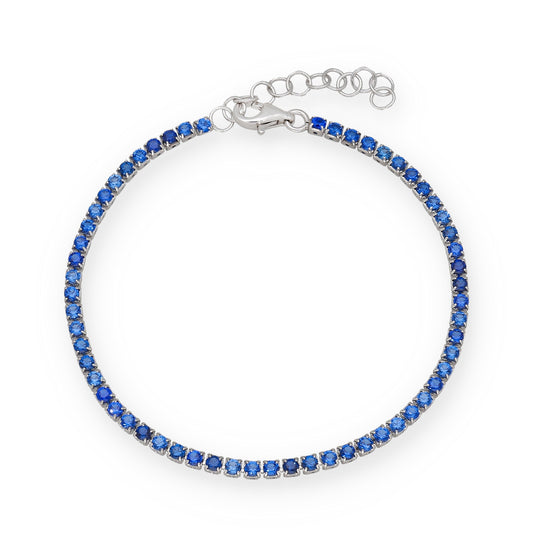Pulsera Riviere en Plata de Ley 925 con Circonitas Azules