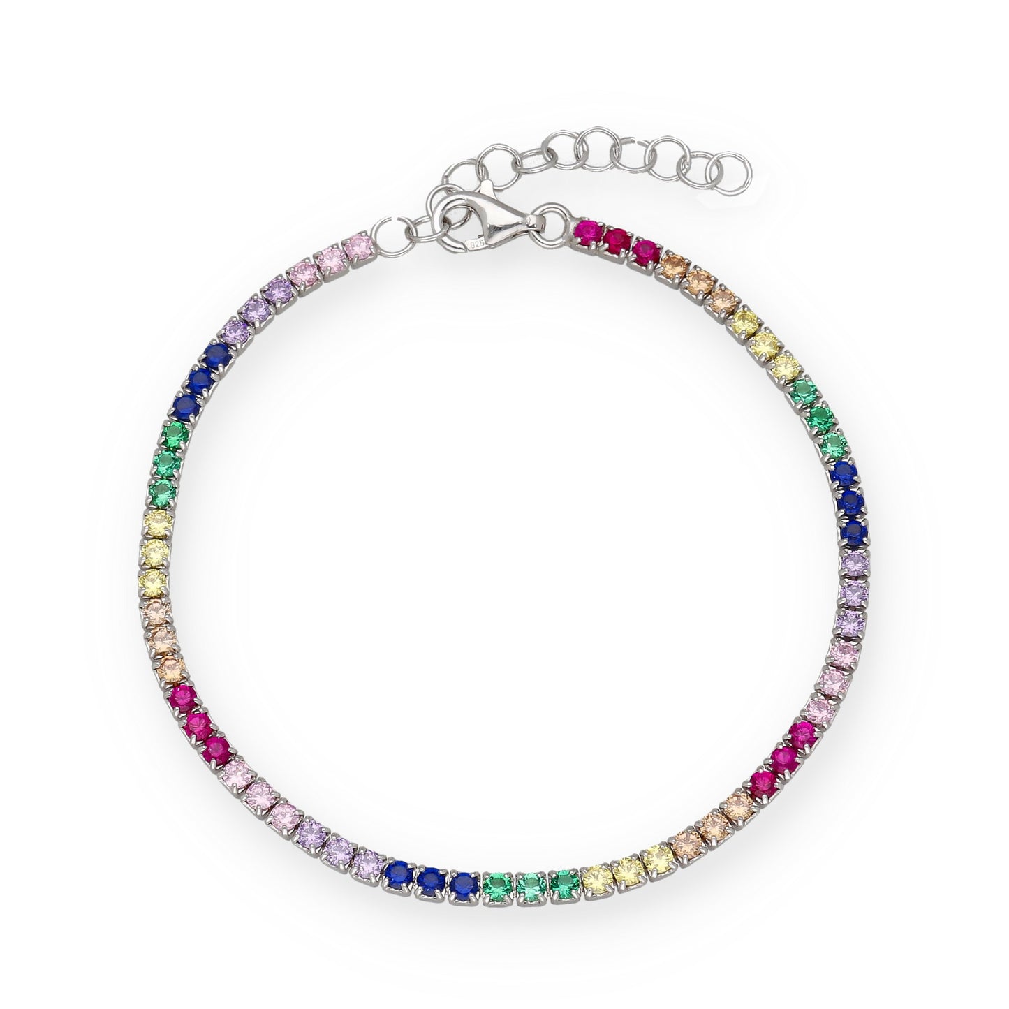 Pulsera Riviere en Plata de Ley 925 con Circonitas Multicolor