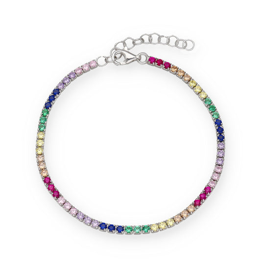 Pulsera Riviere en Plata de Ley 925 con Circonitas Multicolor