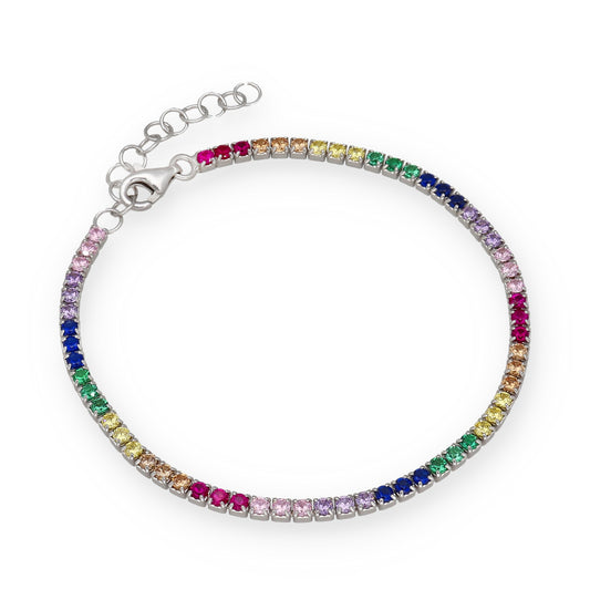 Pulsera Riviere en Plata de Ley 925 con Circonitas Multicolor