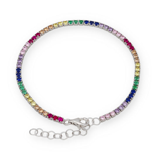 Pulsera Riviere en Plata de Ley 925 con Circonitas Multicolor
