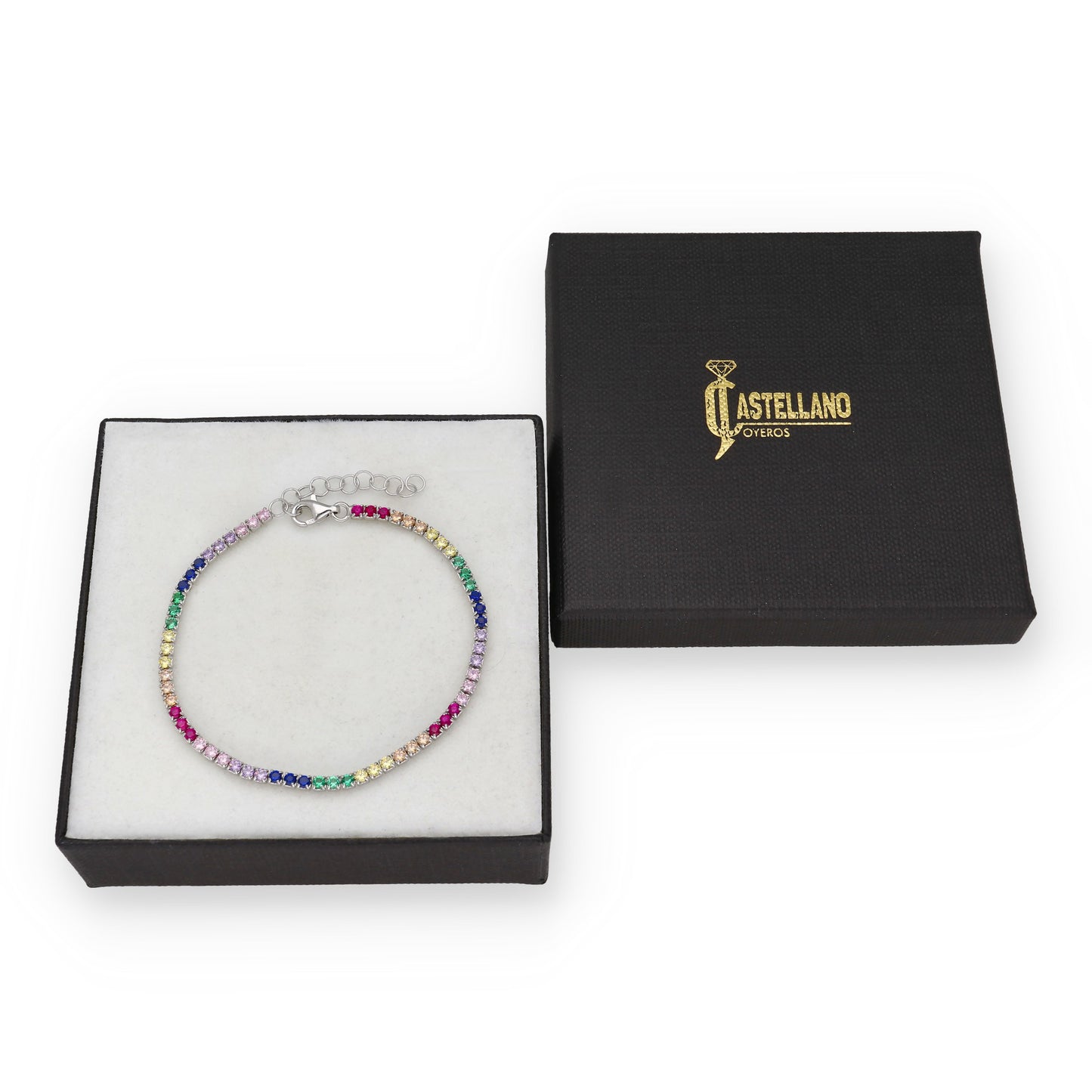 Pulsera Riviere en Plata de Ley 925 con Circonitas Multicolor