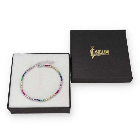 Pulsera Riviere en Plata de Ley 925 con Circonitas Multicolor