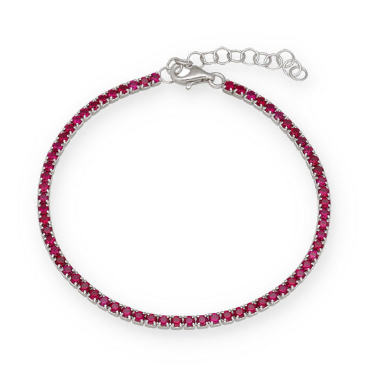 Pulsera Riviere en Plata de Ley 925 con Circonitas Rojas