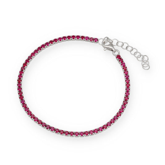 Pulsera Riviere en Plata de Ley 925 con Circonitas Rojas