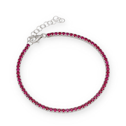 Pulsera Riviere en Plata de Ley 925 con Circonitas Rojas
