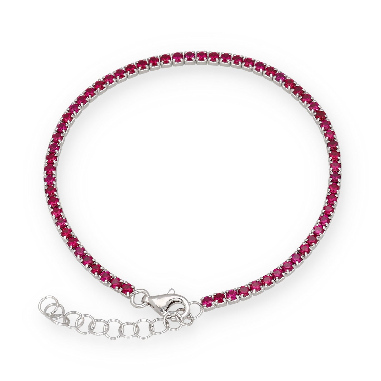 Pulsera Riviere en Plata de Ley 925 con Circonitas Rojas