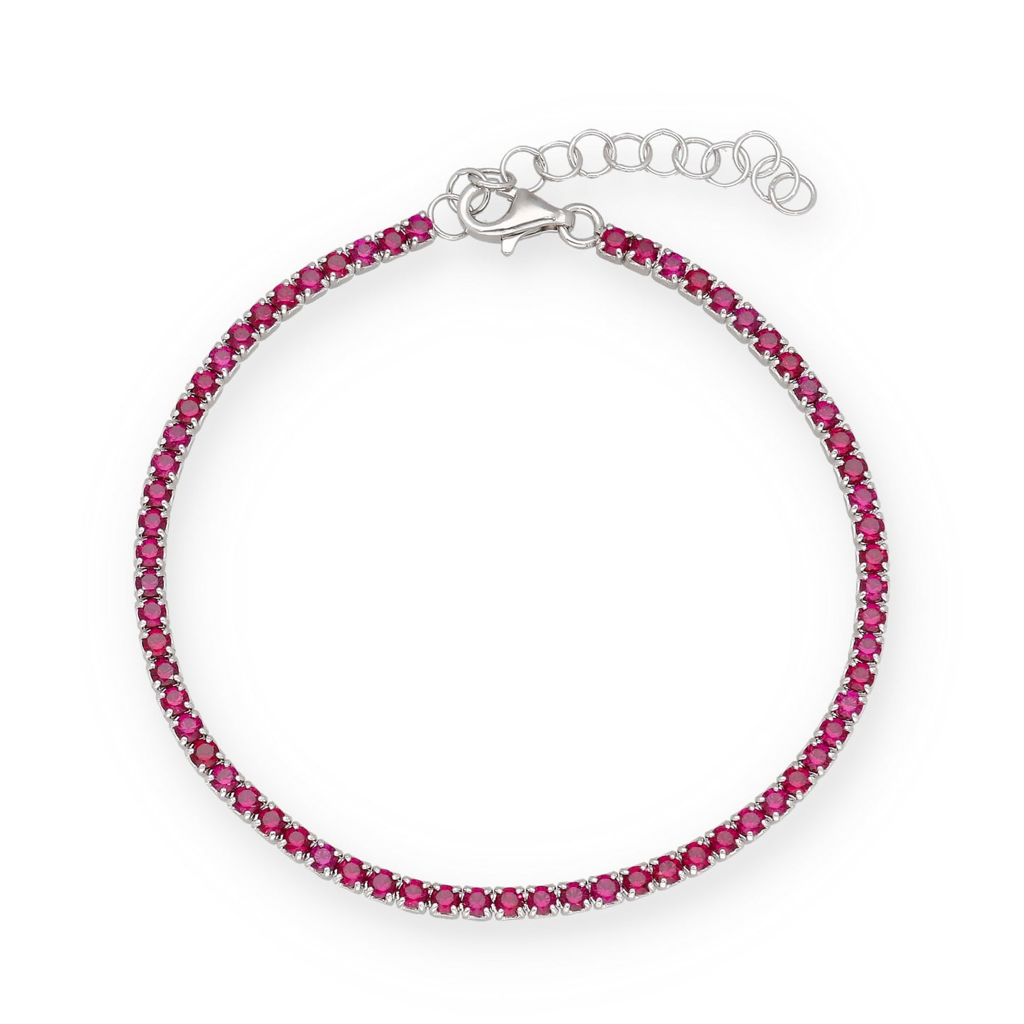 Pulsera Riviere en Plata de Ley 925 con Circonitas Rojas