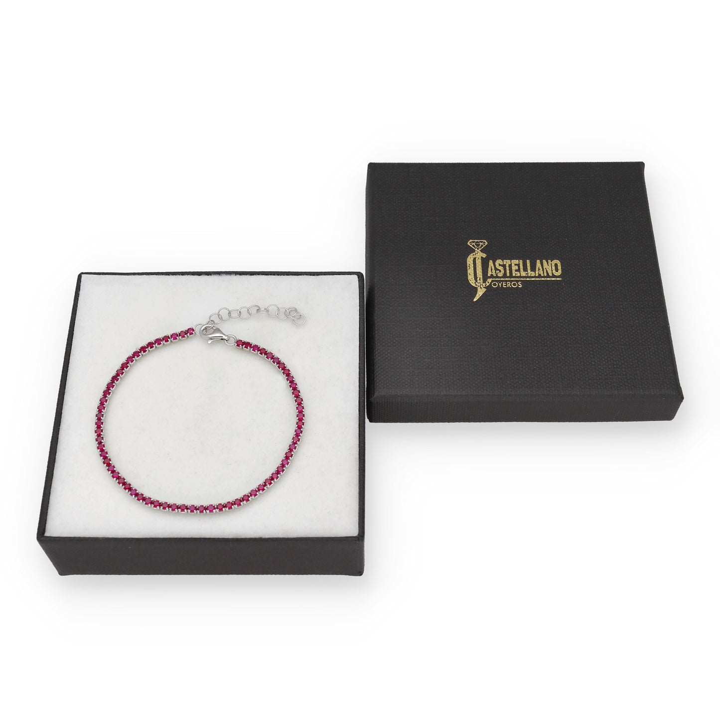 Pulsera Riviere en Plata de Ley 925 con Circonitas Rojas