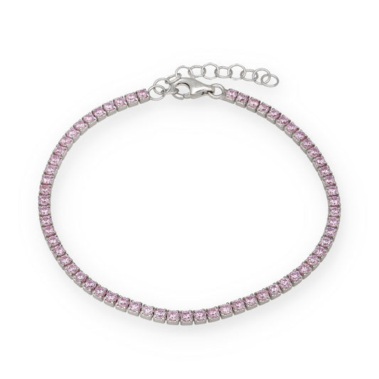 Pulsera Riviere en Plata de Ley 925 con Circonitas Rosas