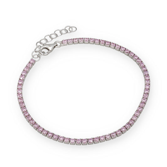 Pulsera Riviere en Plata de Ley 925 con Circonitas Rosas