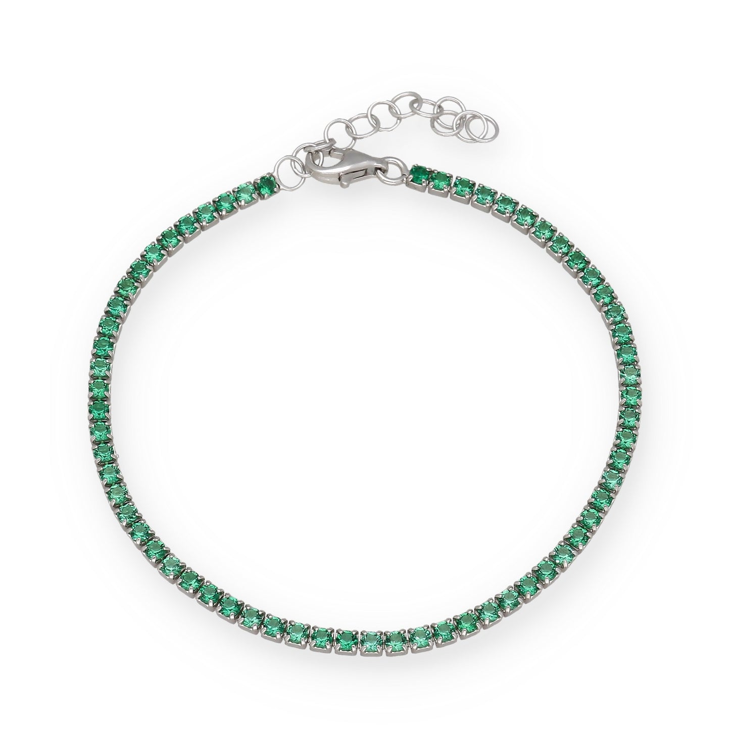 Pulsera Riviere en Plata de Ley 925 con Circonitas Verdes