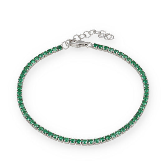 Pulsera Riviere en Plata de Ley 925 con Circonitas Verdes