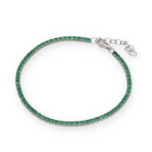 Pulsera Riviere en Plata de Ley 925 con Circonitas Verdes