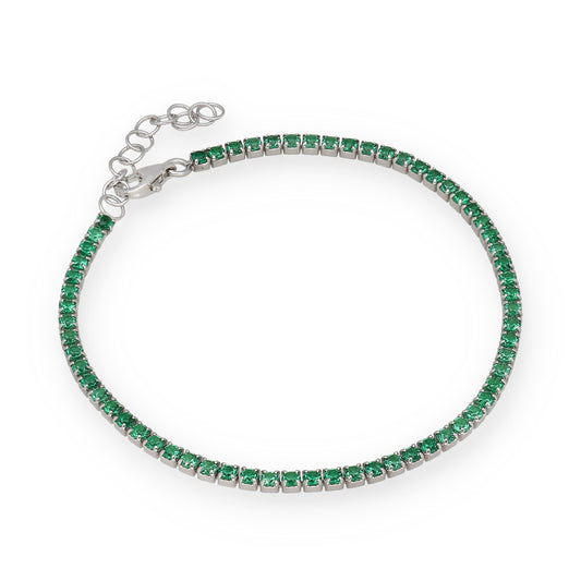 Pulsera Riviere en Plata de Ley 925 con Circonitas Verdes