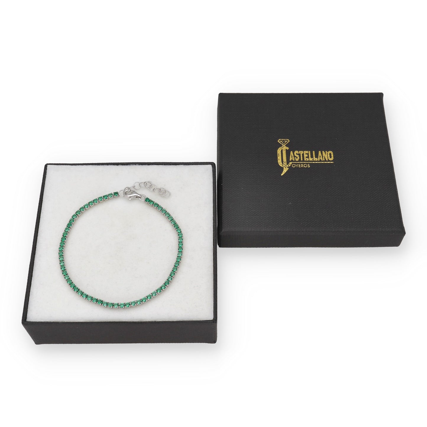 Pulsera Riviere en Plata de Ley 925 con Circonitas Verdes