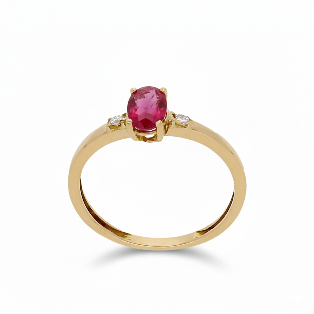 Anillo Victoria en Oro 18k con Diamantes y Rubí