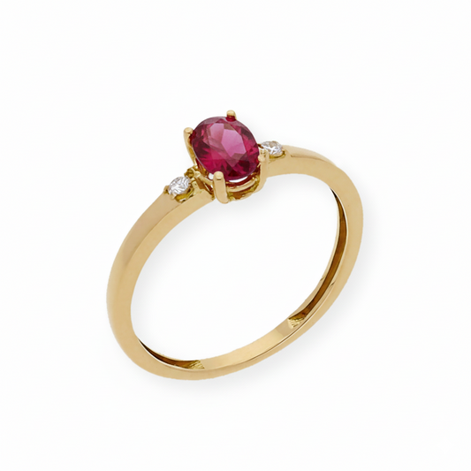 Anillo Victoria en Oro 18k con Diamantes y Rubí
