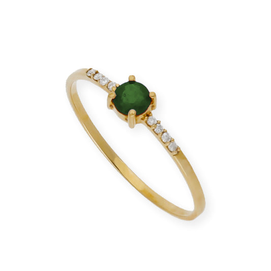 Anillo Chiara en Oro 18K con Esmeralda y Diamantes