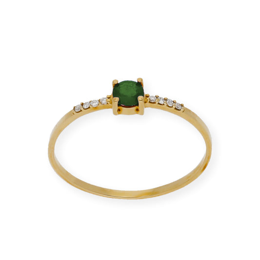 Anillo Chiara en Oro 18K con Esmeralda y Diamantes