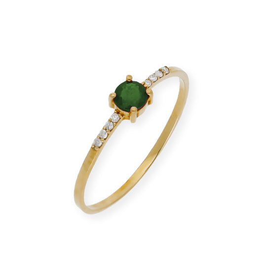 Anillo Chiara en Oro 18K con Esmeralda y Diamantes
