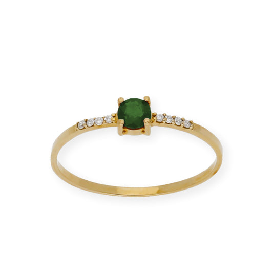 Anillo Chiara en Oro 18K con Esmeralda y Diamantes