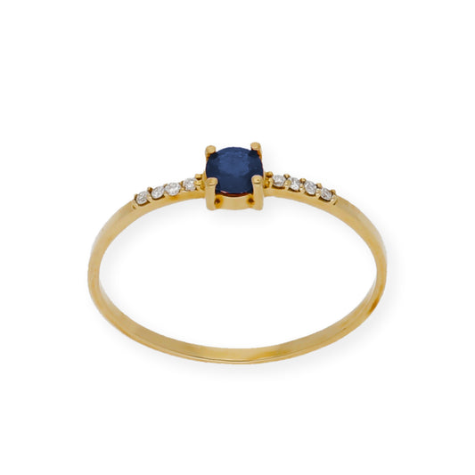 Anillo Chiara en Oro 18K con Zafiro y Diamantes