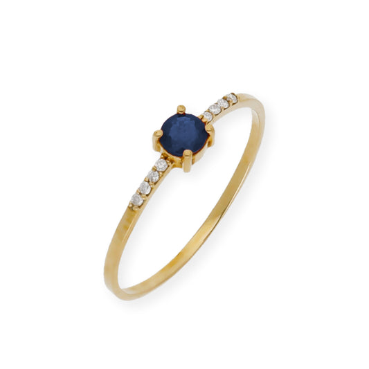 Anillo Chiara en Oro 18K con Zafiro y Diamantes