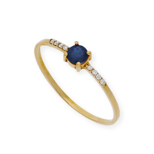 Anillo Chiara en Oro 18K con Zafiro y Diamantes