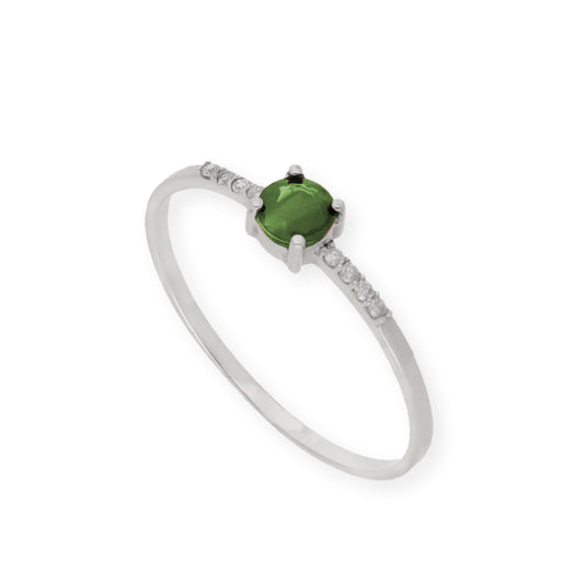 Anillo Chiara en Oro Blanco 18K con Esmeralda y Diamantes