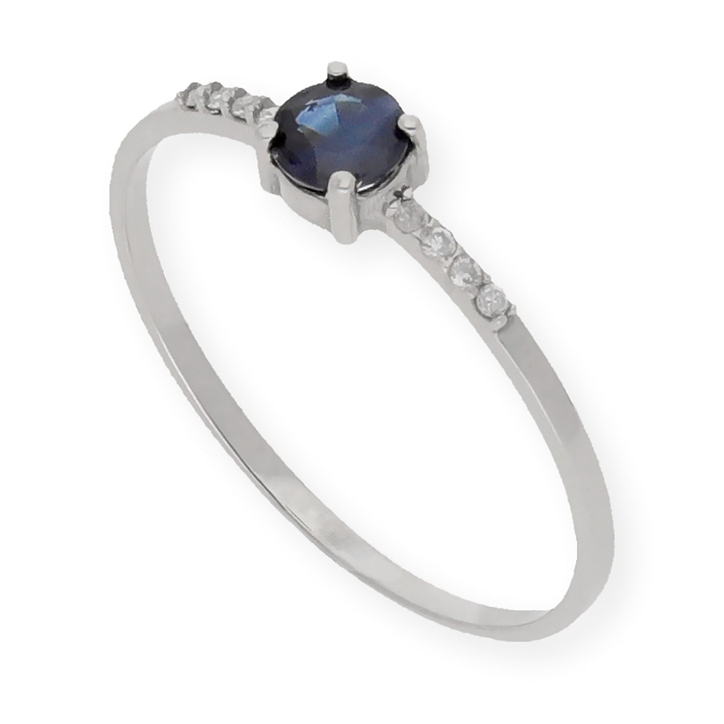 Anillo Chiara en Oro Blanco 18K con Zafiro y Diamantes