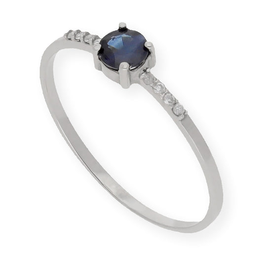 Anillo Chiara en Oro Blanco 18K con Zafiro y Diamantes