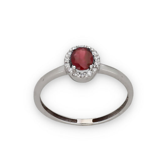 Anillo Lady en Oro Blanco 18k con Diamantes y Rubí