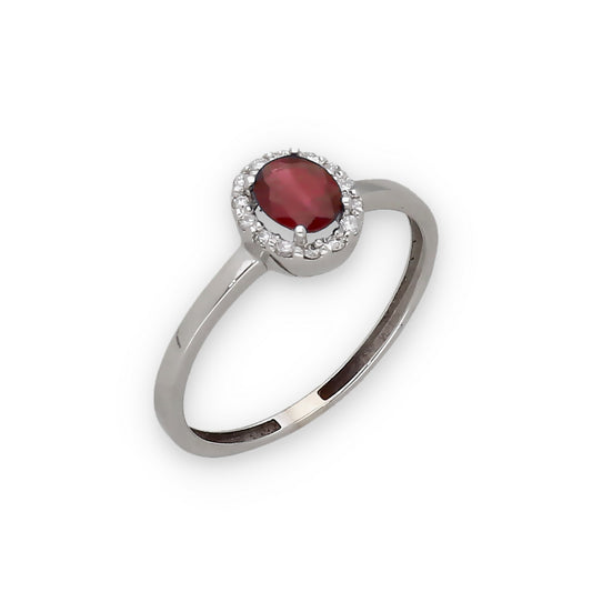 Anillo Lady en Oro Blanco 18k con Diamantes y Rubí