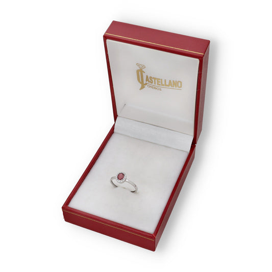 Anillo Lady en Oro Blanco 18k con Diamantes y Rubí