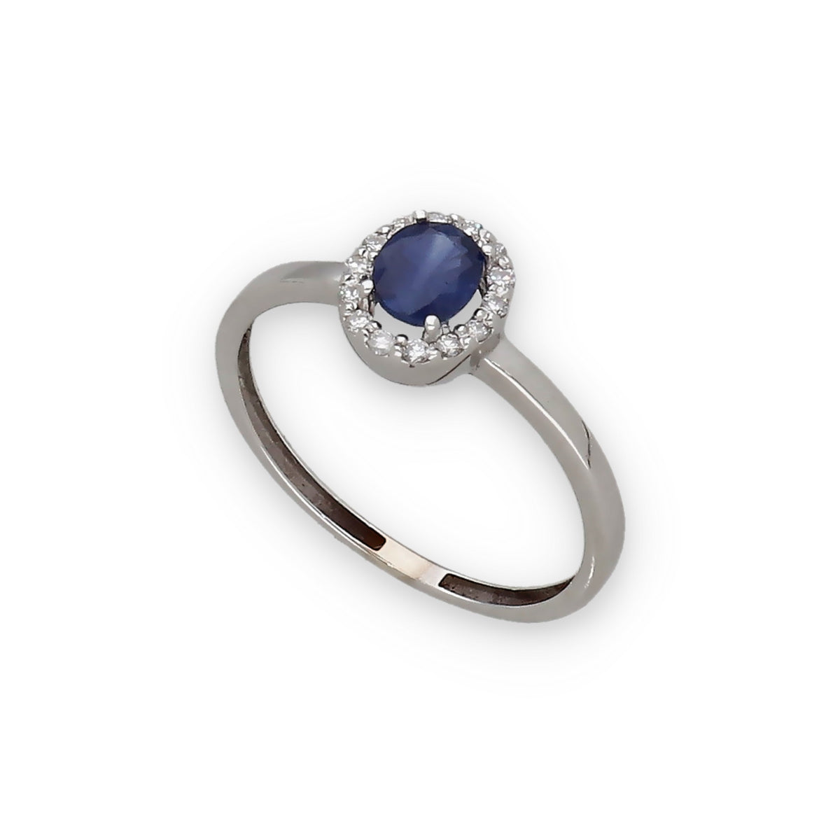 Anillo Lady en Oro Blanco 18k con Diamantes y Zafiros