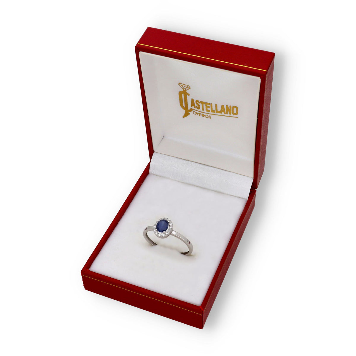 Anillo Lady en Oro Blanco 18k con Diamantes y Zafiros