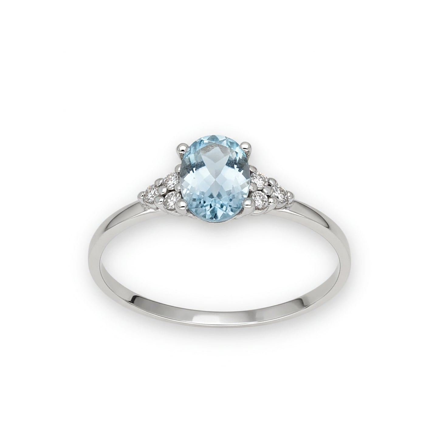 Anillo Gilda Oro Blanco 18k con Topacio Azul y Diamantes