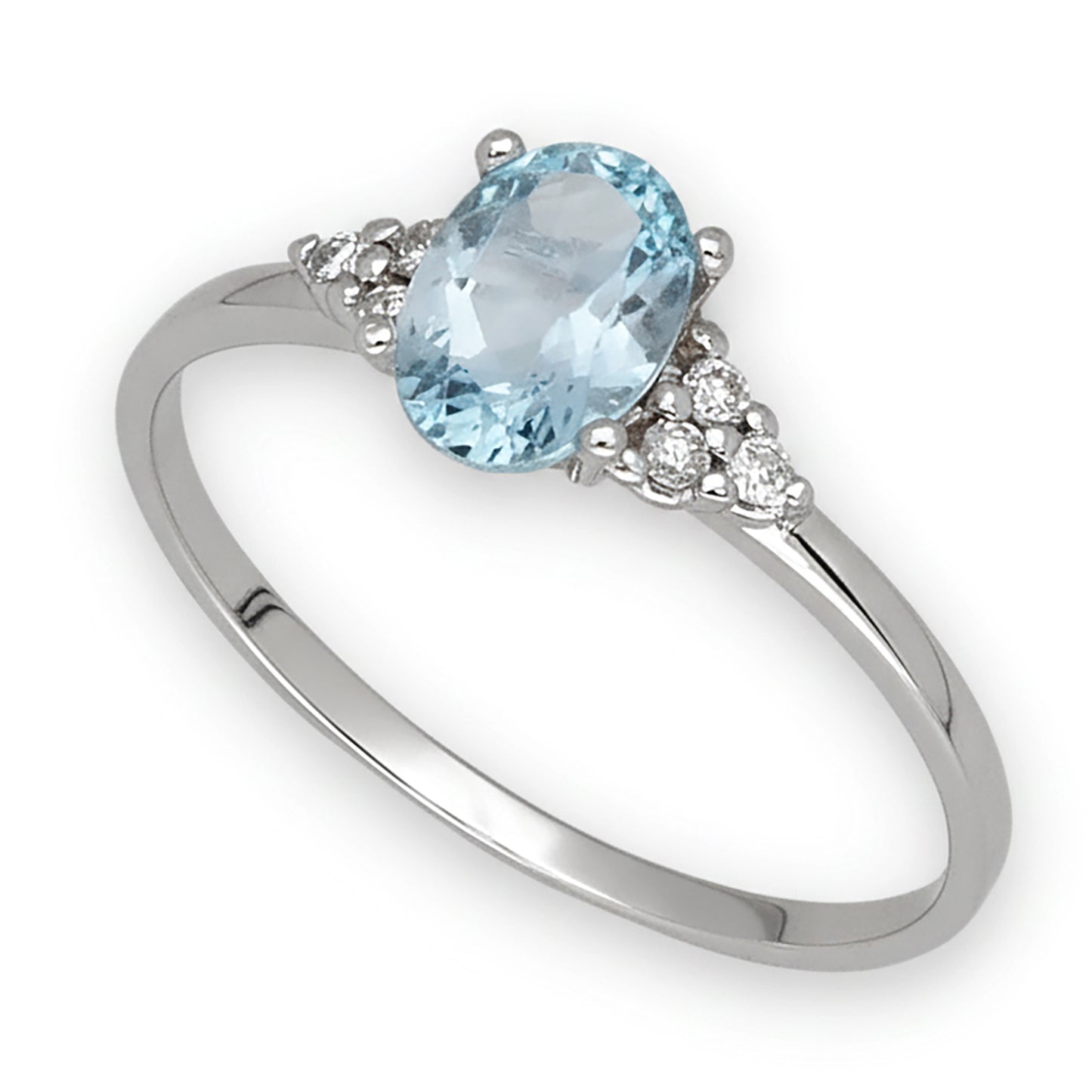 Anillo Gilda Oro Blanco 18k con Topacio Azul y Diamantes