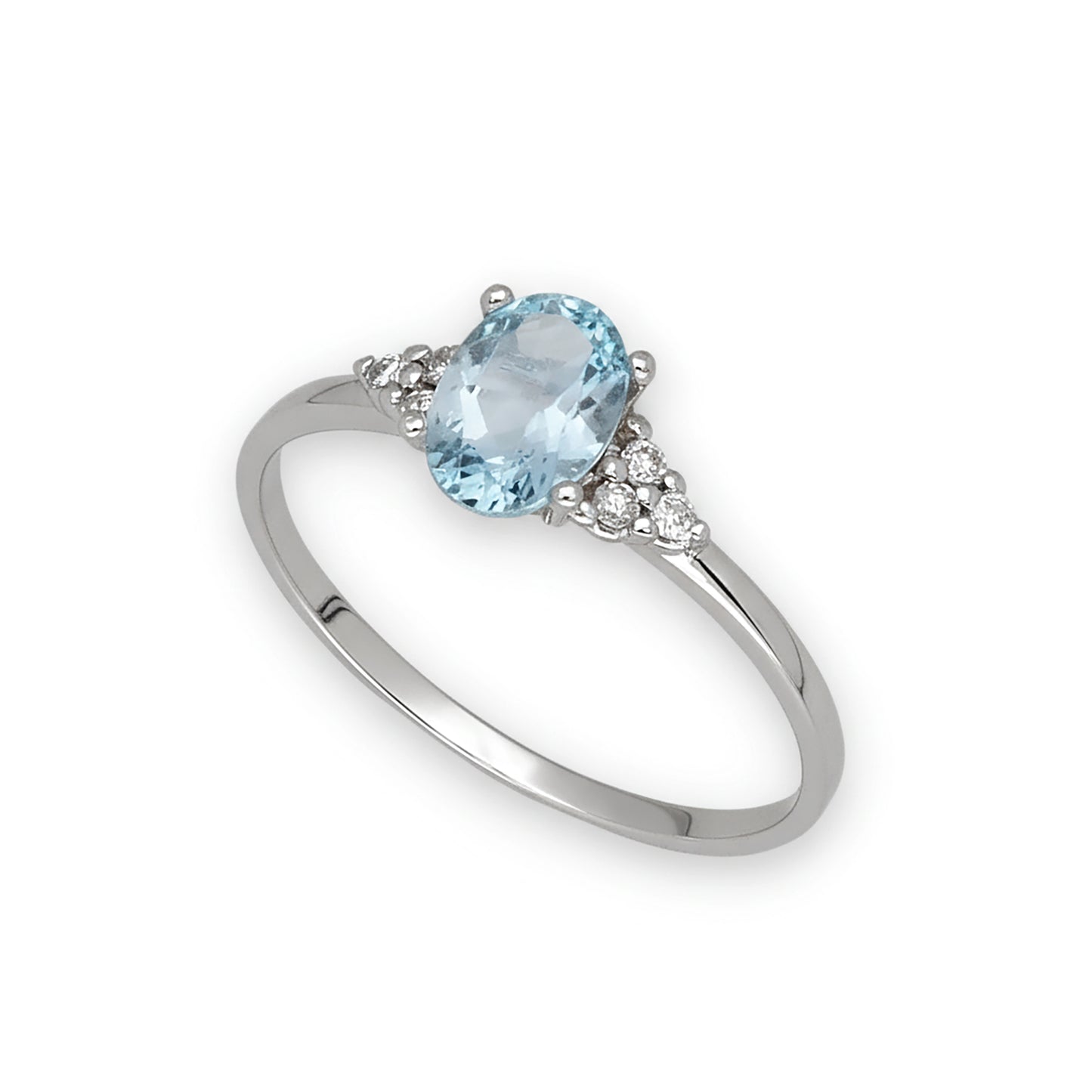 Anillo Gilda Oro Blanco 18k con Topacio Azul y Diamantes