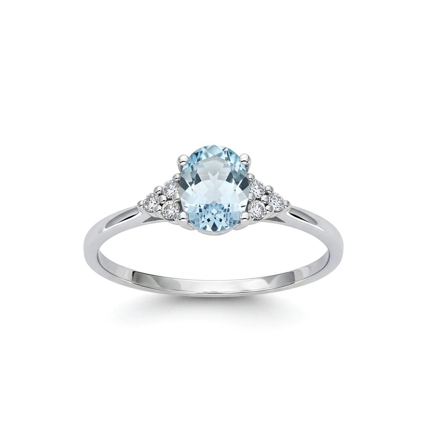 Anillo Gilda Oro Blanco 18k con Topacio Azul y Diamantes