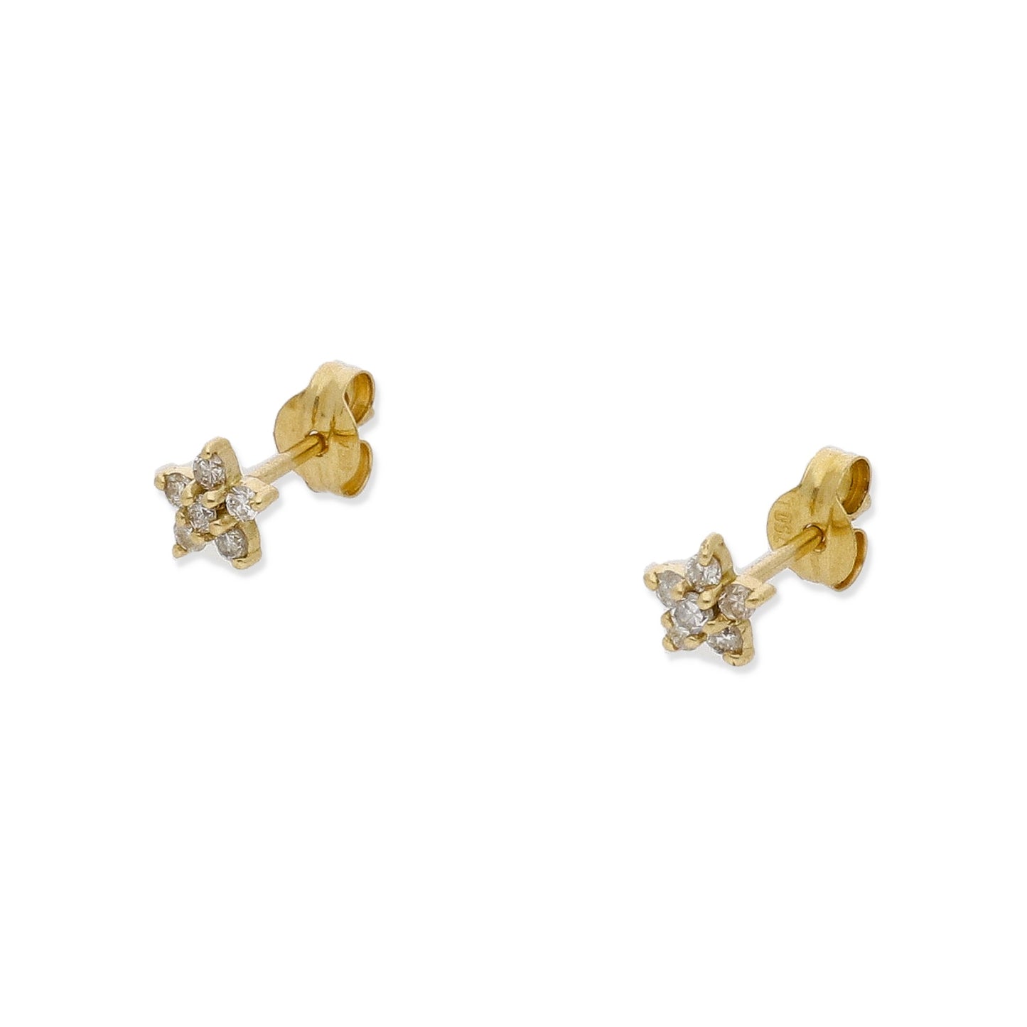 Pendiente Flor de Oro Amarillo 18kt  Con Brillantes